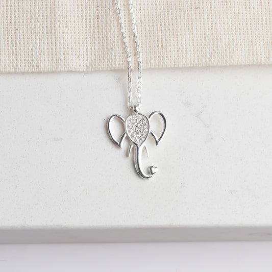 925k Sterling Silver Elephant Necklace