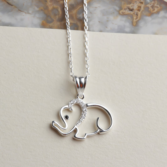 925k Sterling Silver Elephant Necklace