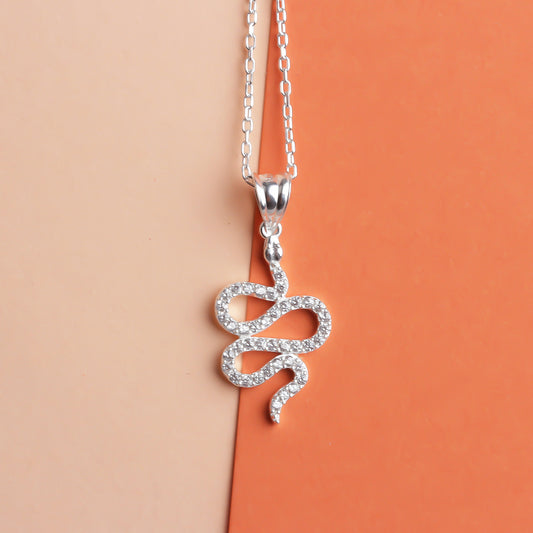 925k Sterling Silver Snake Necklace