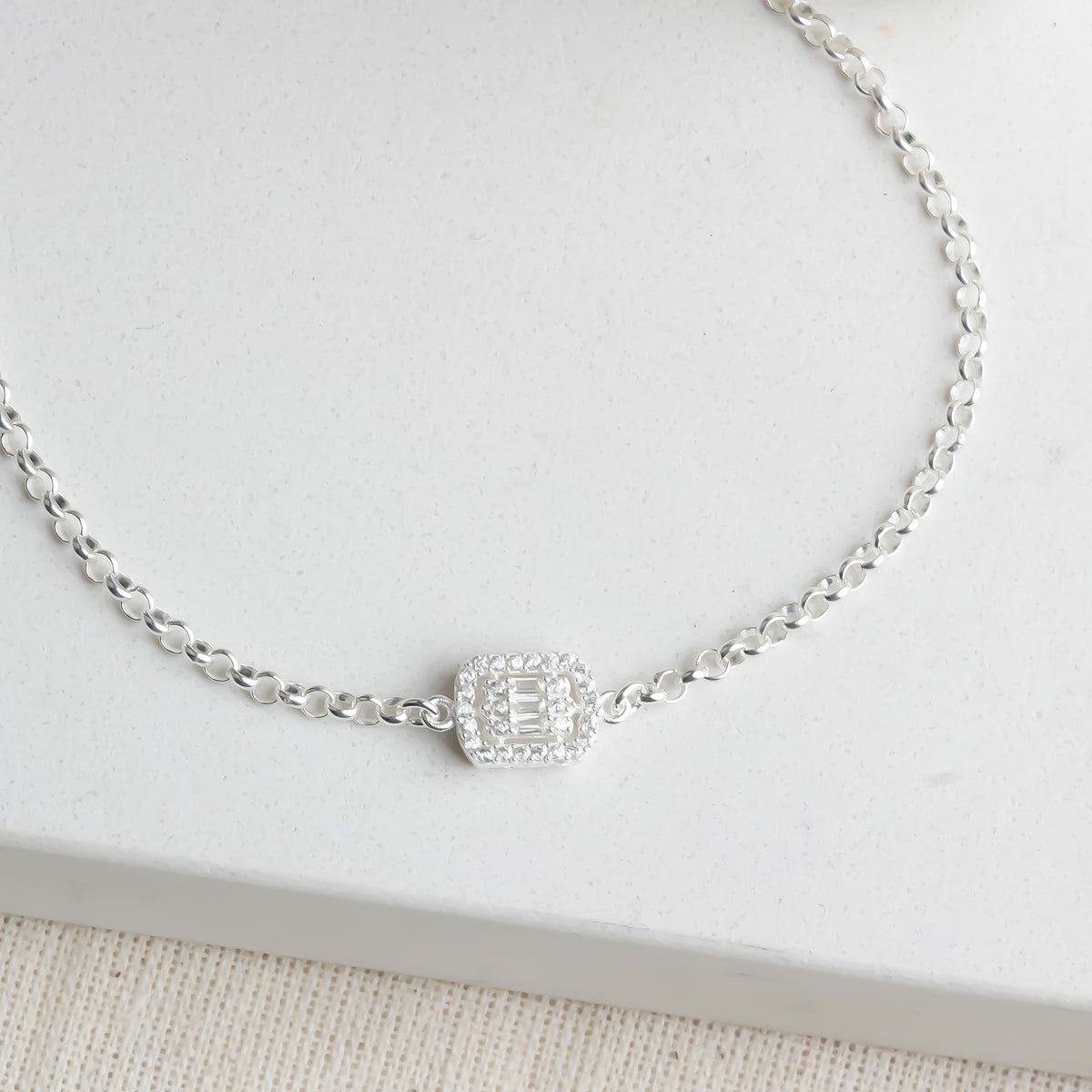 925k Sterling Silver Baguette Bracelet