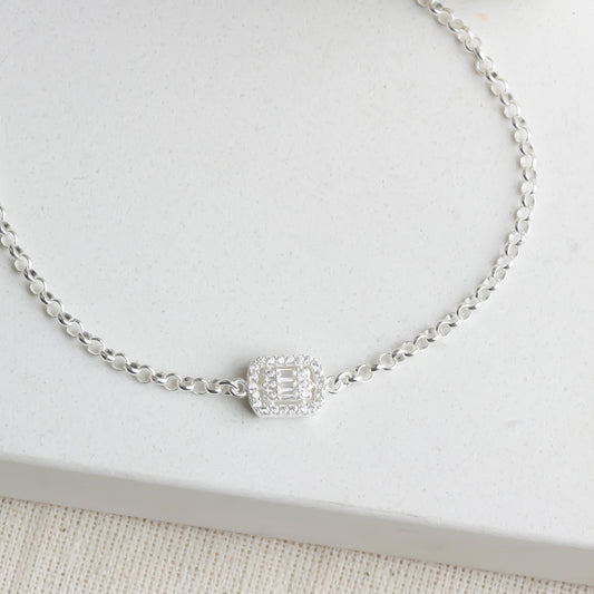 925k Sterling Silver Baguette Bracelet