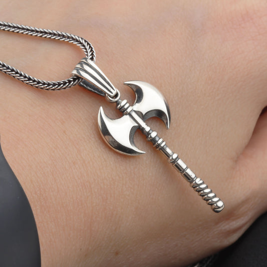 925 Sterling Silver Viking Axe Necklace