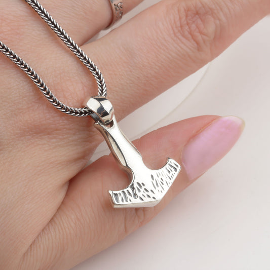 925 Sterling Silver Viking Mjölnir Hammer Necklace