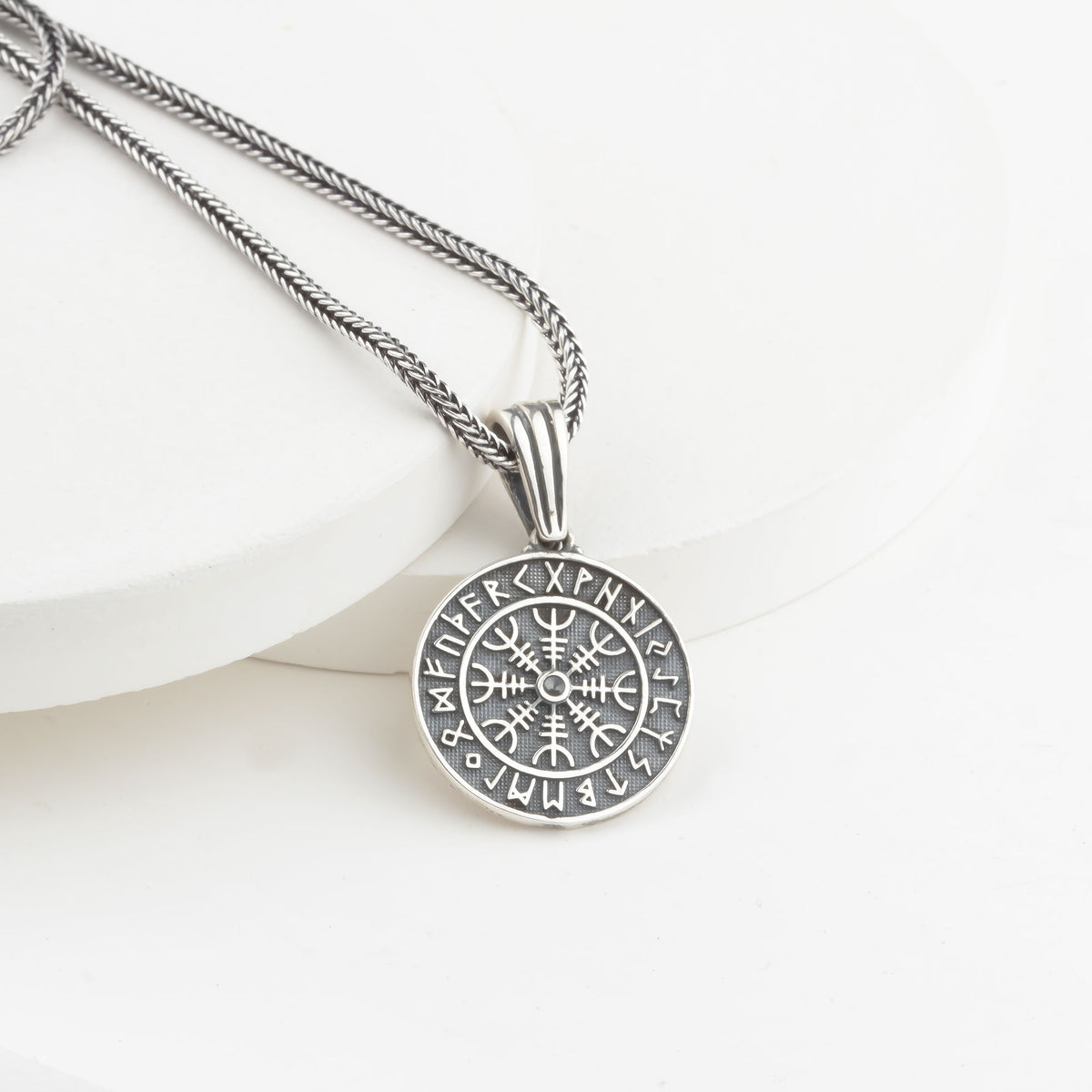925 Sterling Silver Viking Vegvisir Compass Necklace
