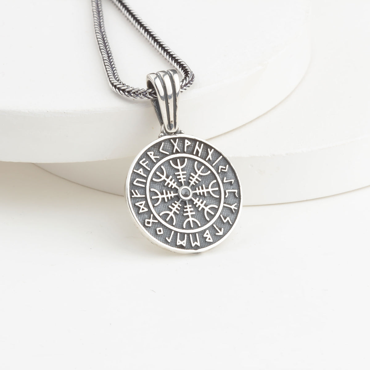 925 Sterling Silver Viking Vegvisir Compass Necklace