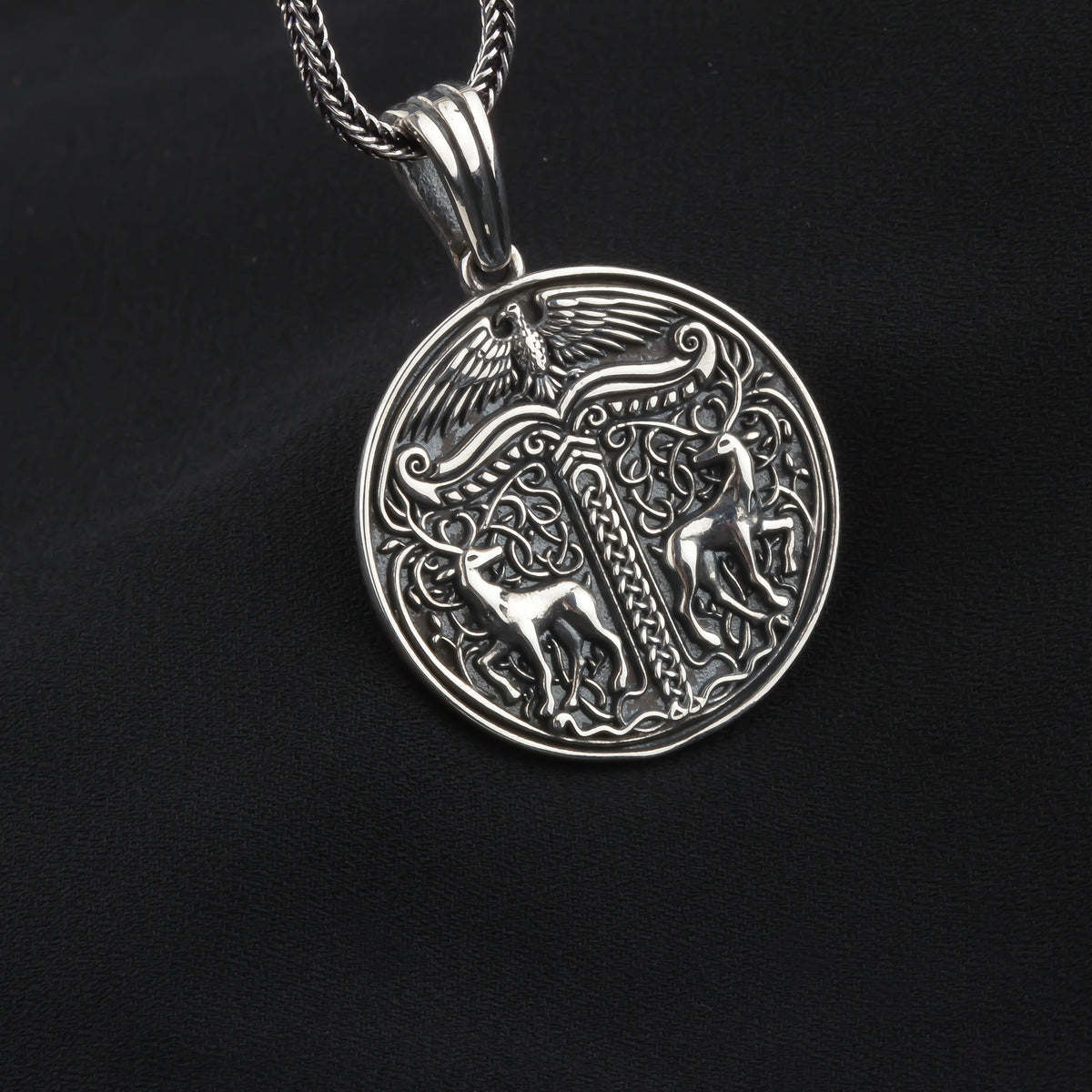 925 Sterling Silver Viking Medallion Necklace