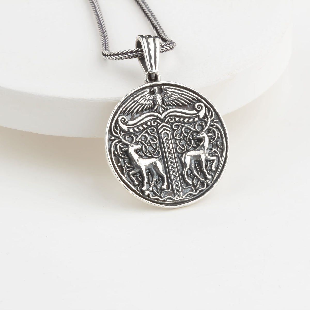 925 Sterling Silver Viking Medallion Necklace