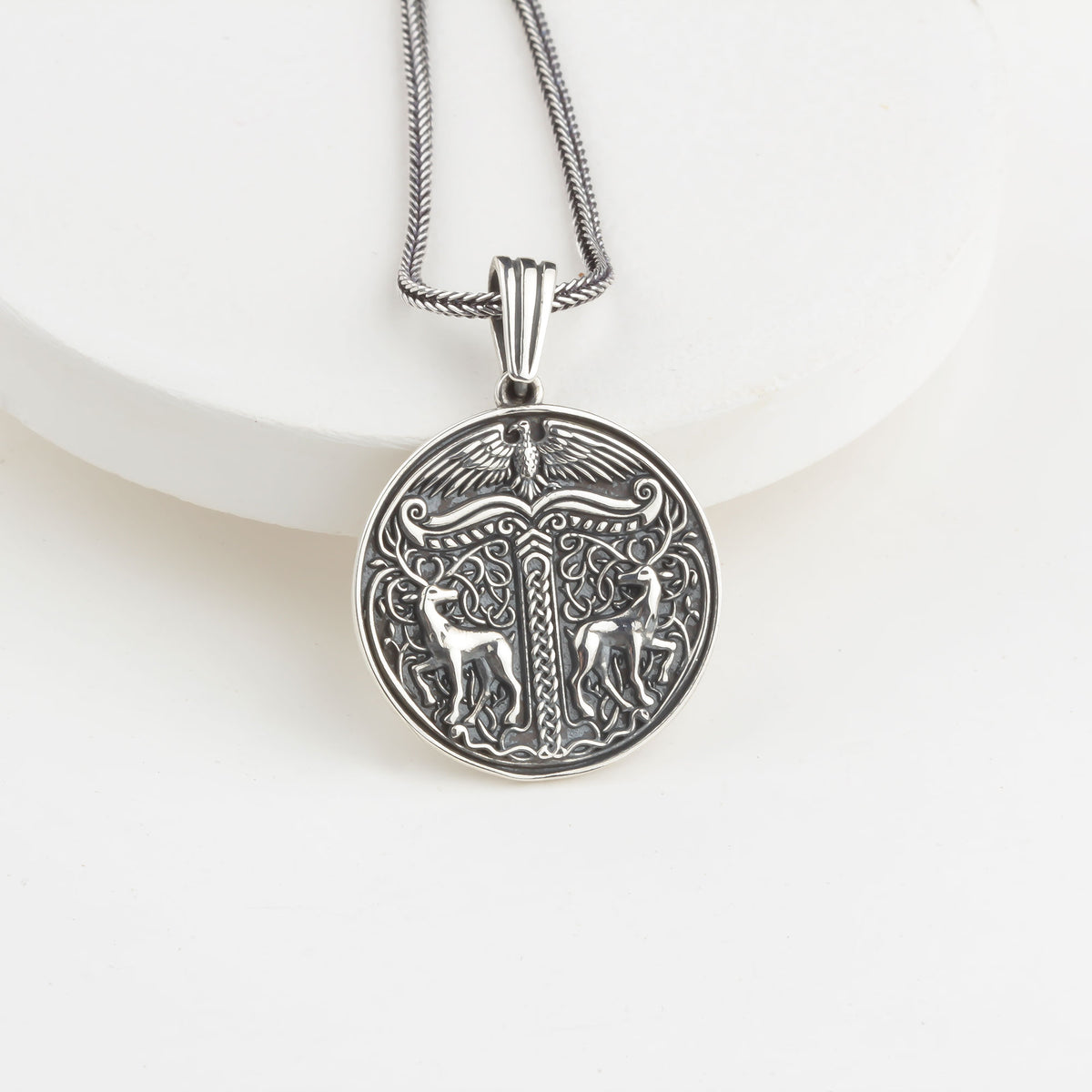 925 Sterling Silver Viking Medallion Necklace