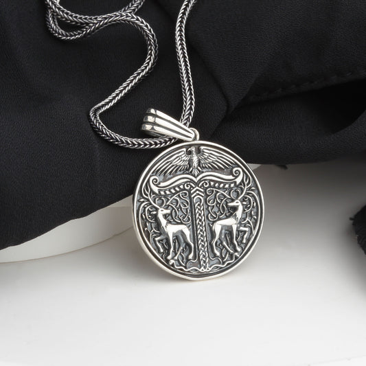 925 Sterling Silver Viking Medallion Necklace