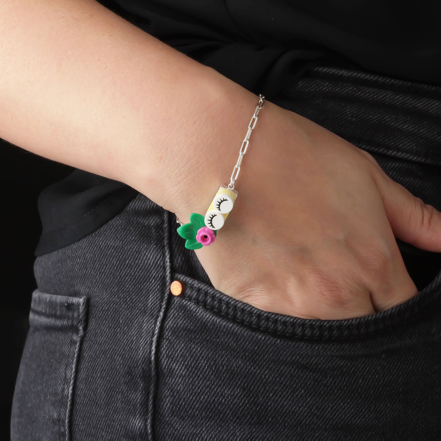 Bricks Jewel Sterling Silver 1x3 Brick Bracelet - alternate view 2