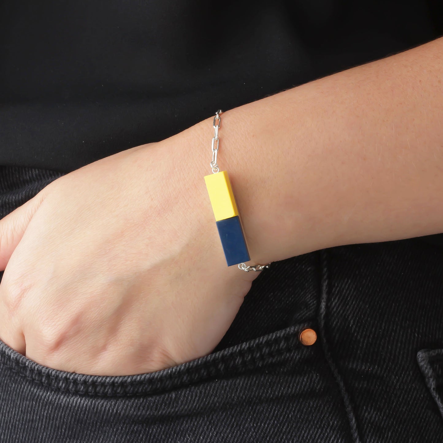 Bricks Jewel Sterling Silver 1x4 Brick Bracelet - alternate view 4