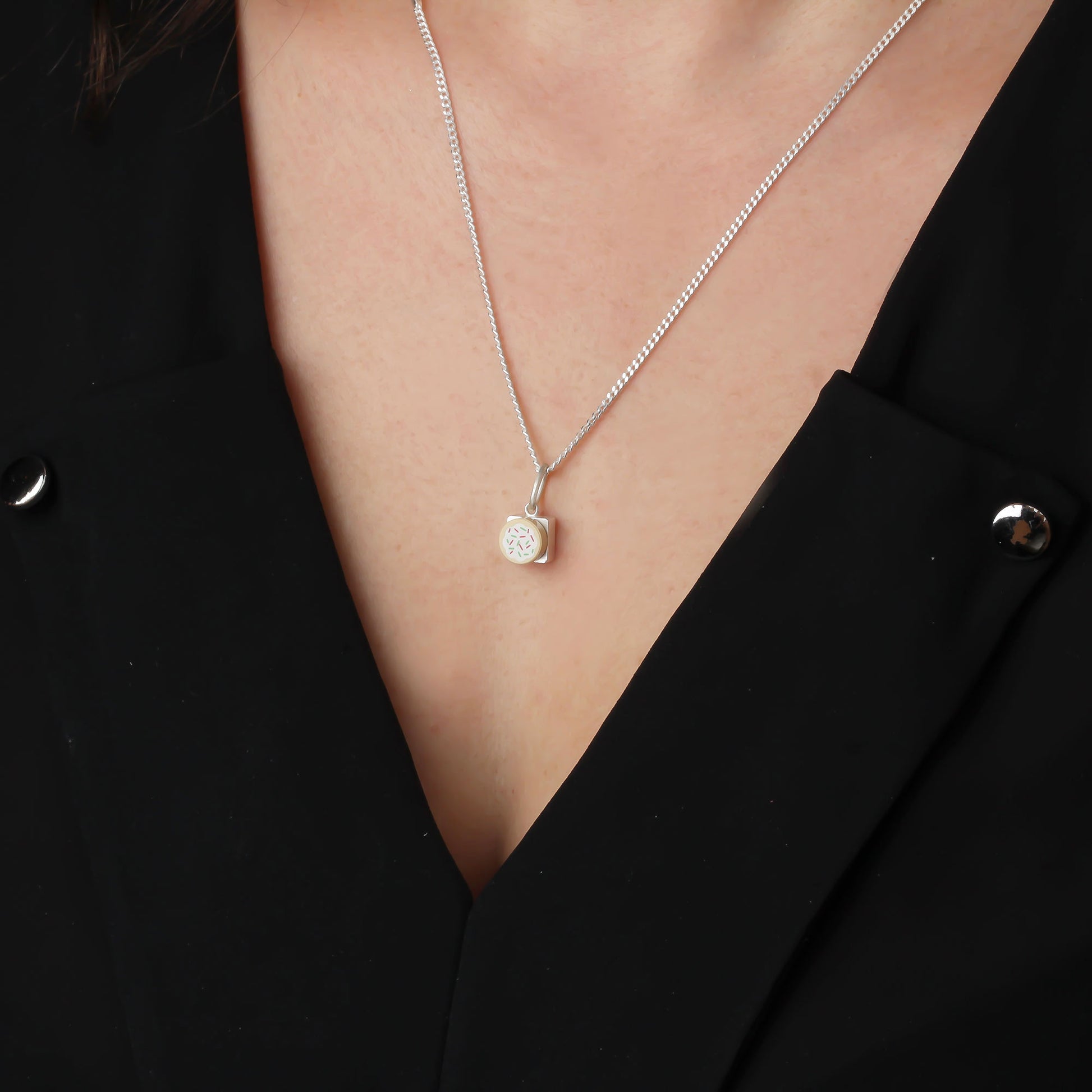 Bricks Jewel Sterling Silver 1x1 Brick Charm Necklace - alternate view 5