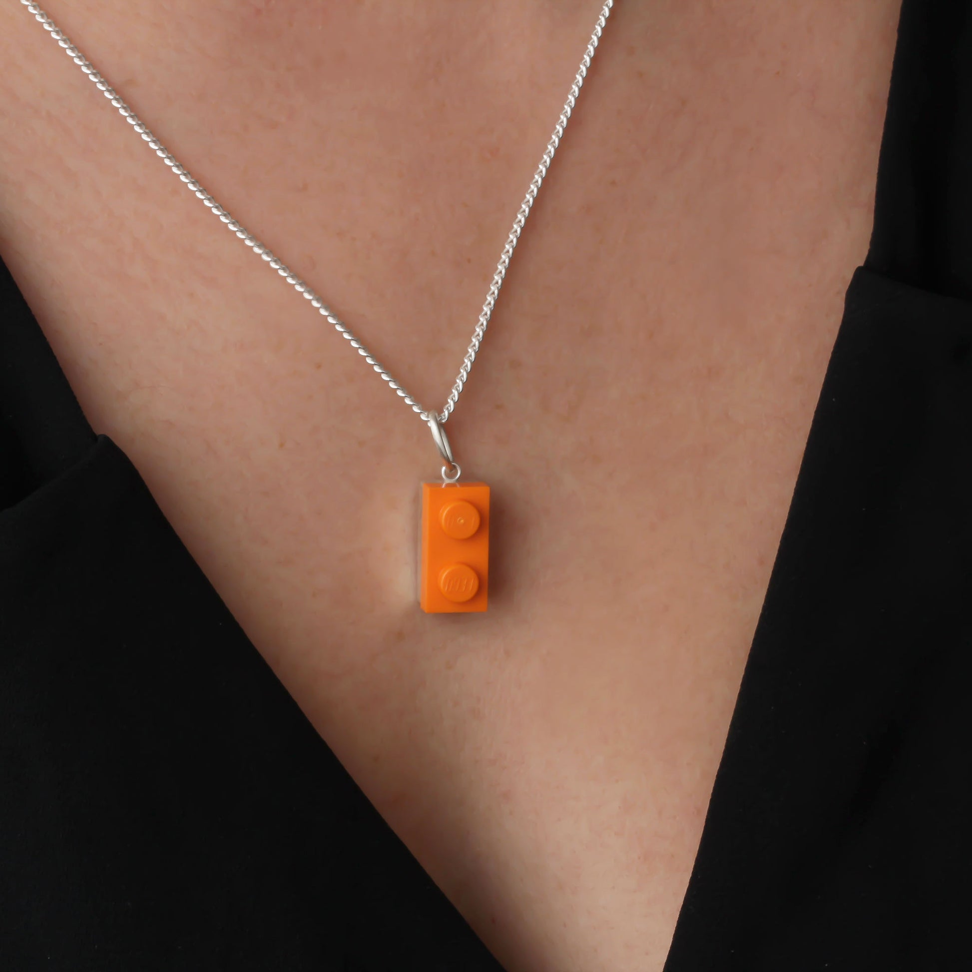 Bricks Jewel Sterling Silver 1x2 Brick Charm Necklace - alternate view 2