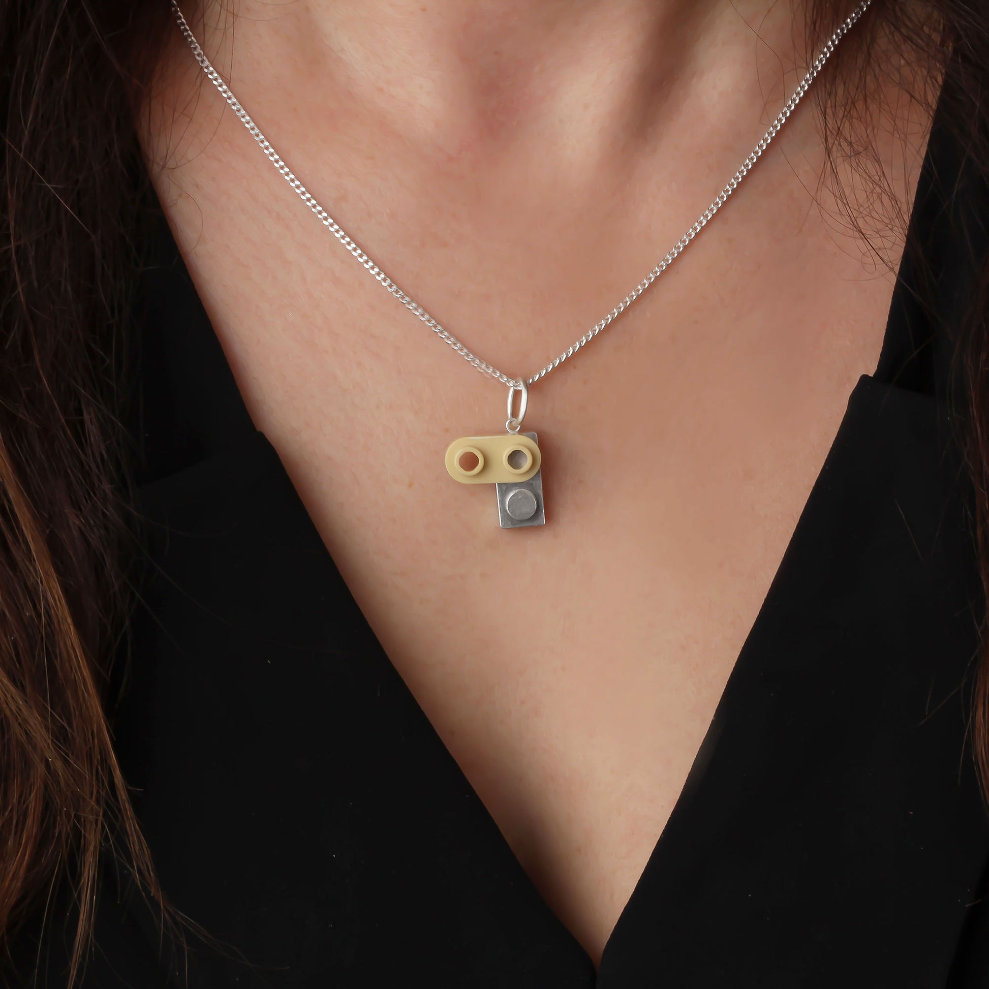 Bricks Jewel Sterling Silver 1x2 Brick Charm Necklace - alternate view 5