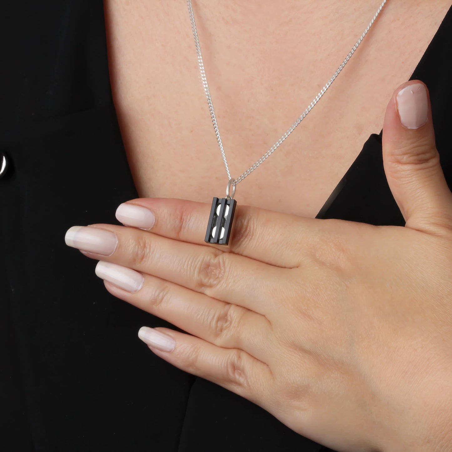 Bricks Jewel Sterling Silver 1x2 Brick Charm Necklace - alternate view 8
