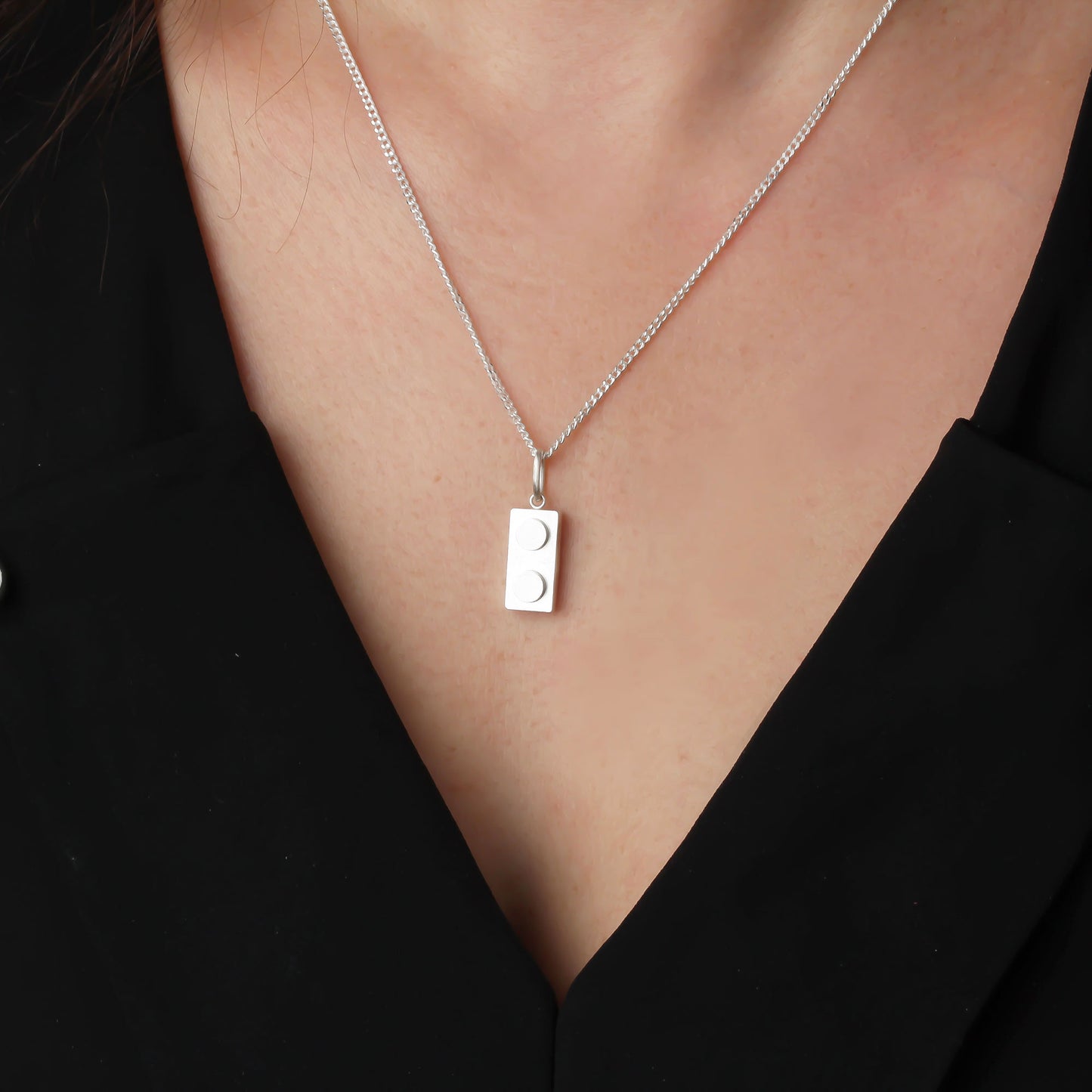 Bricks Jewel Sterling Silver 1x2 Brick Charm Necklace
