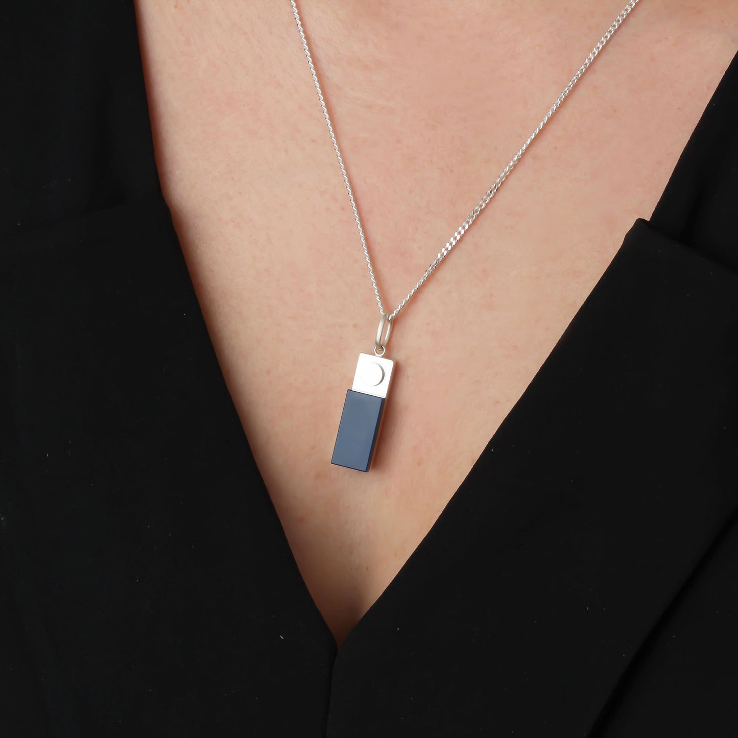 Bricks Jewel Sterling Silver 1x3 Brick Charm Necklace - alternate view 2