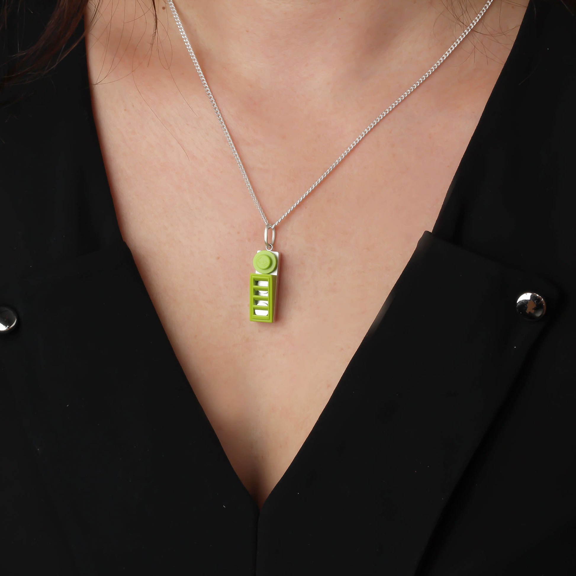 Bricks Jewel Sterling Silver 1x3 Brick Charm Necklace - alternate view 4
