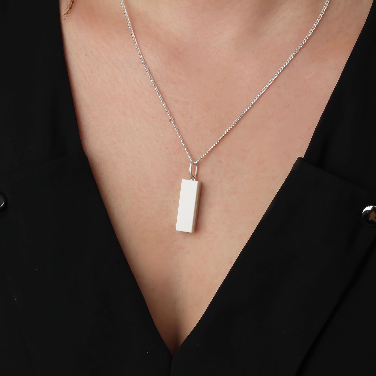 Bricks Jewel Sterling Silver 1x3 Brick Charm Necklace - alternate view 5