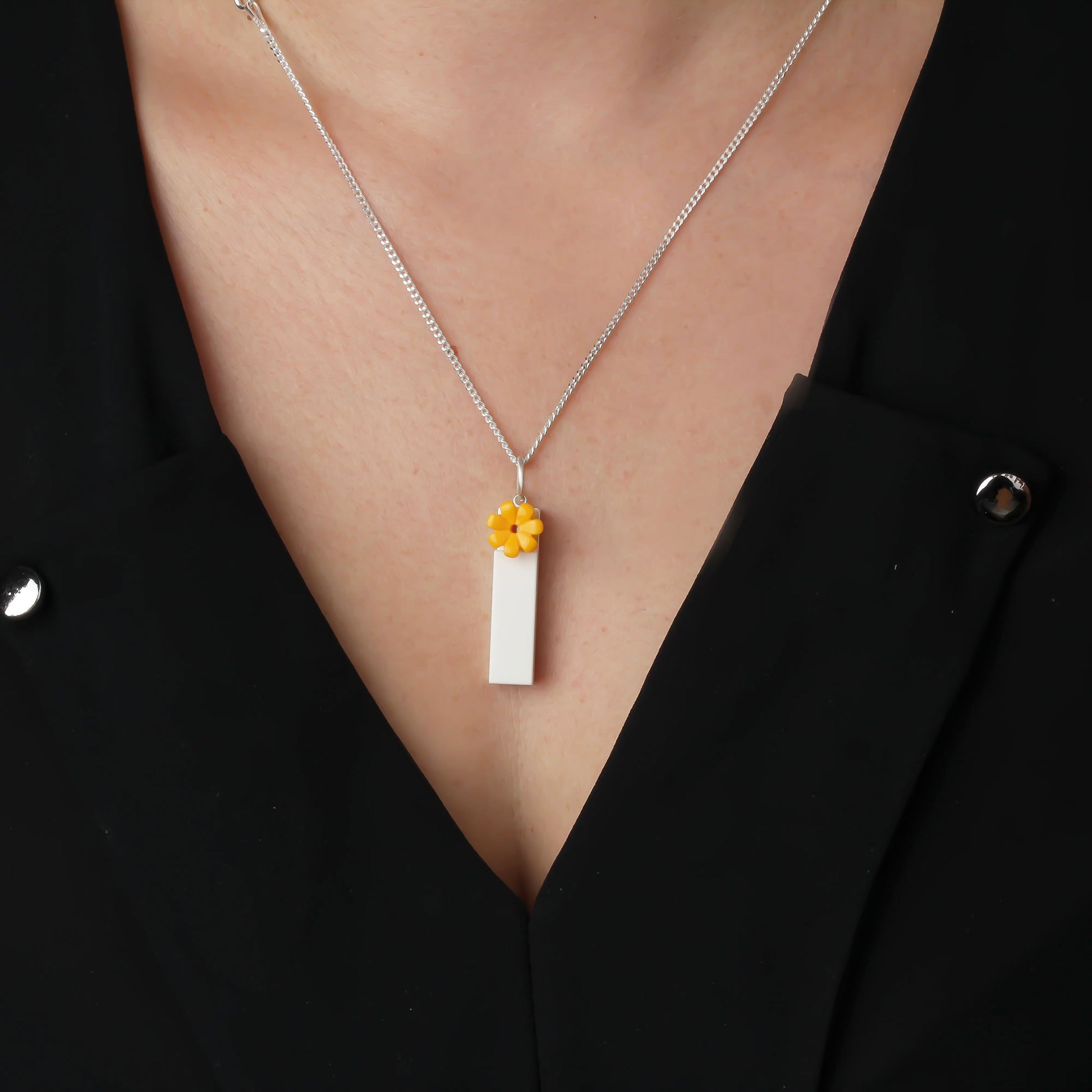 Bricks Jewel Sterling Silver 1x4 Brick Charm Necklace - alternate view 4