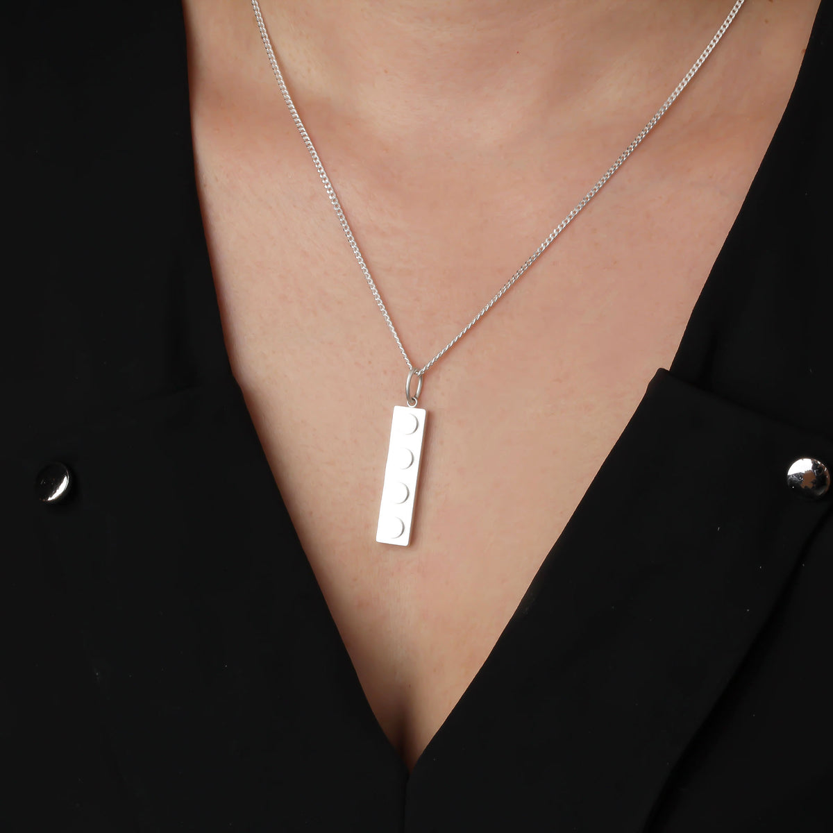 Bricks Jewel Sterling Silver 1x4 Brick Charm Necklace