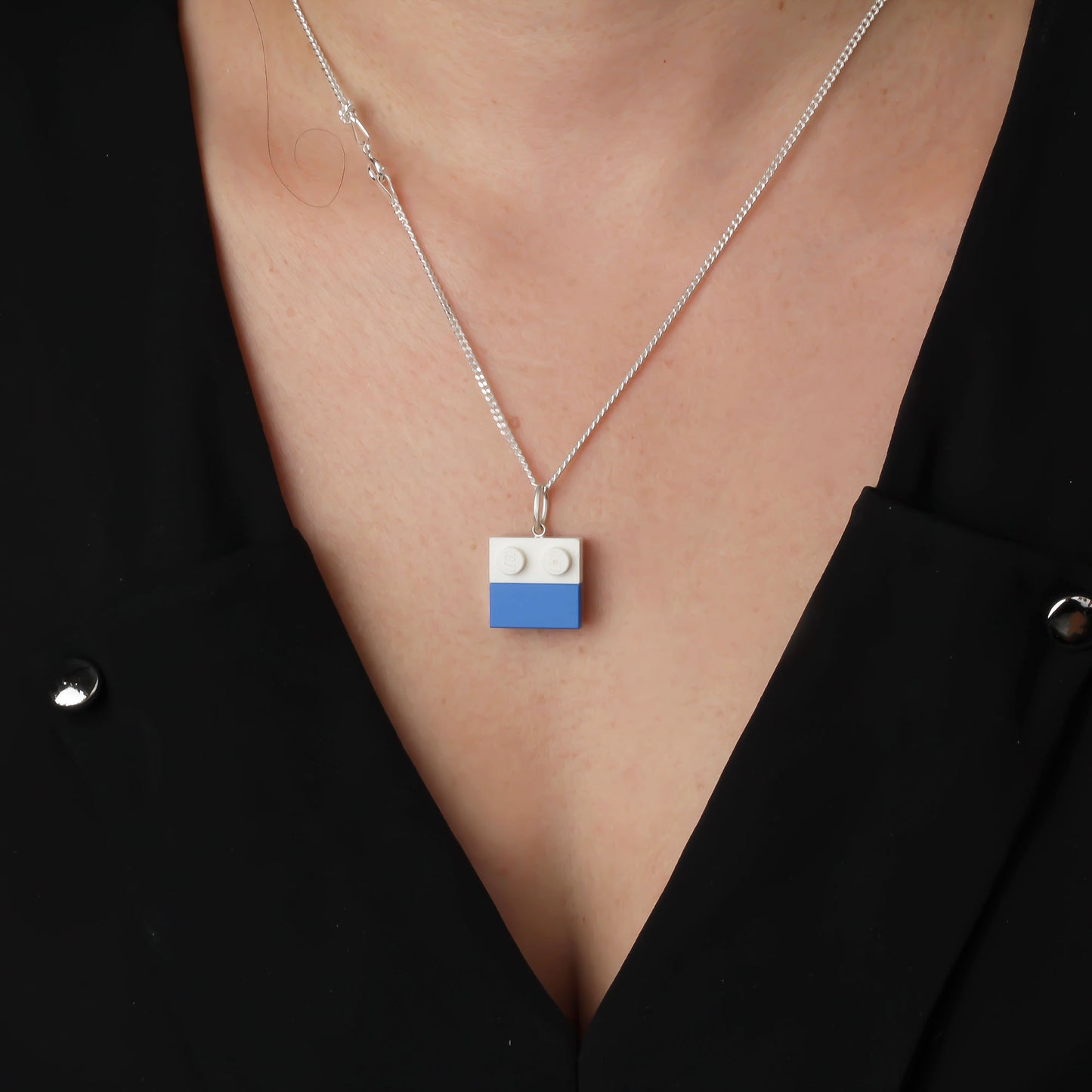 Bricks Jewel Sterling Silver 2x2 Brick Charm Necklace - alternate view 5