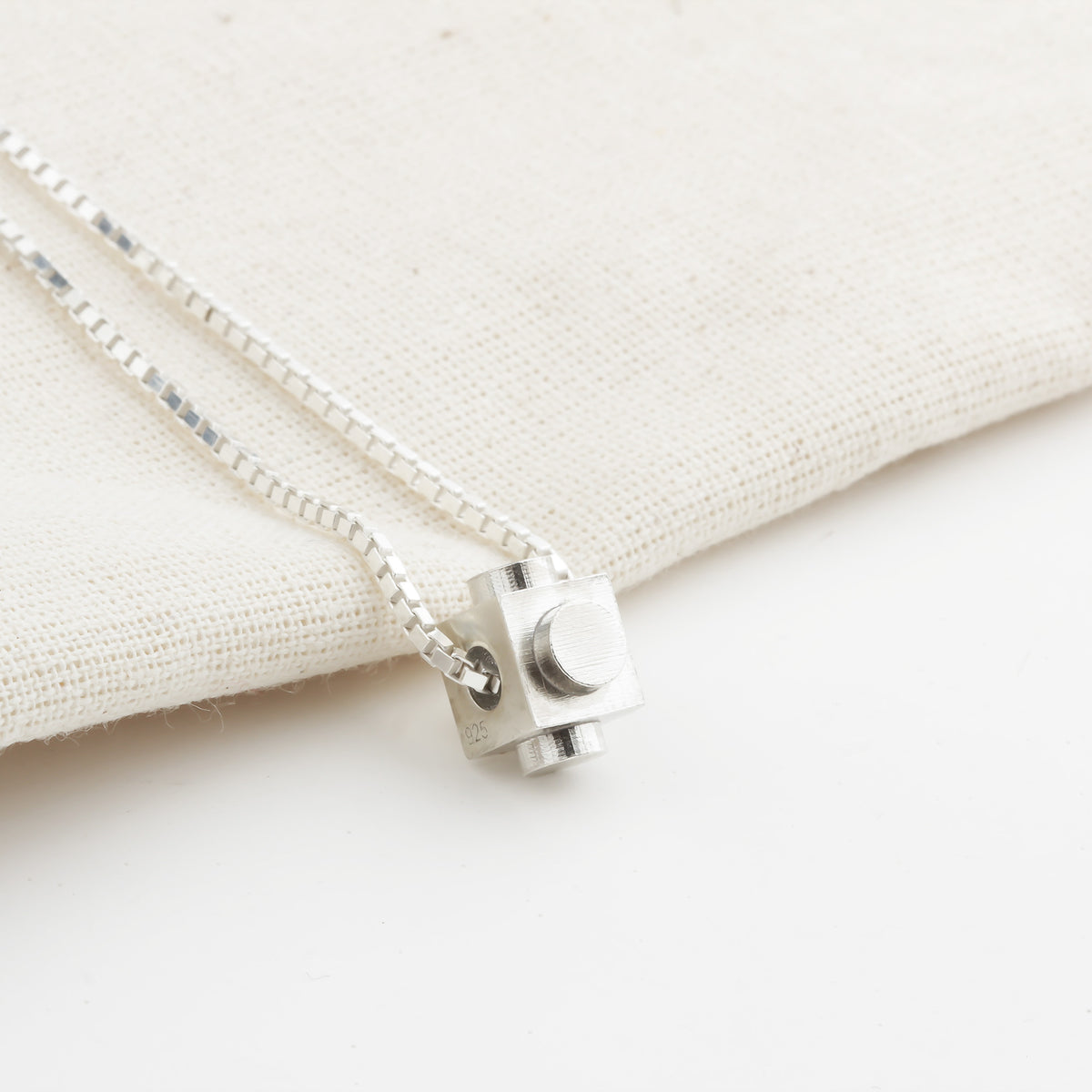 Bricks Jewel Sterling Silver Spinner Brick Charm Necklace - alternate view 3