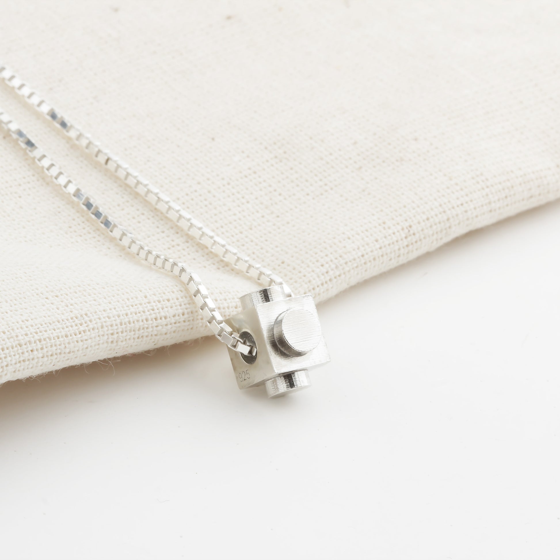 Bricks Jewel Sterling Silver Spinner Brick Charm Necklace - alternate view 3