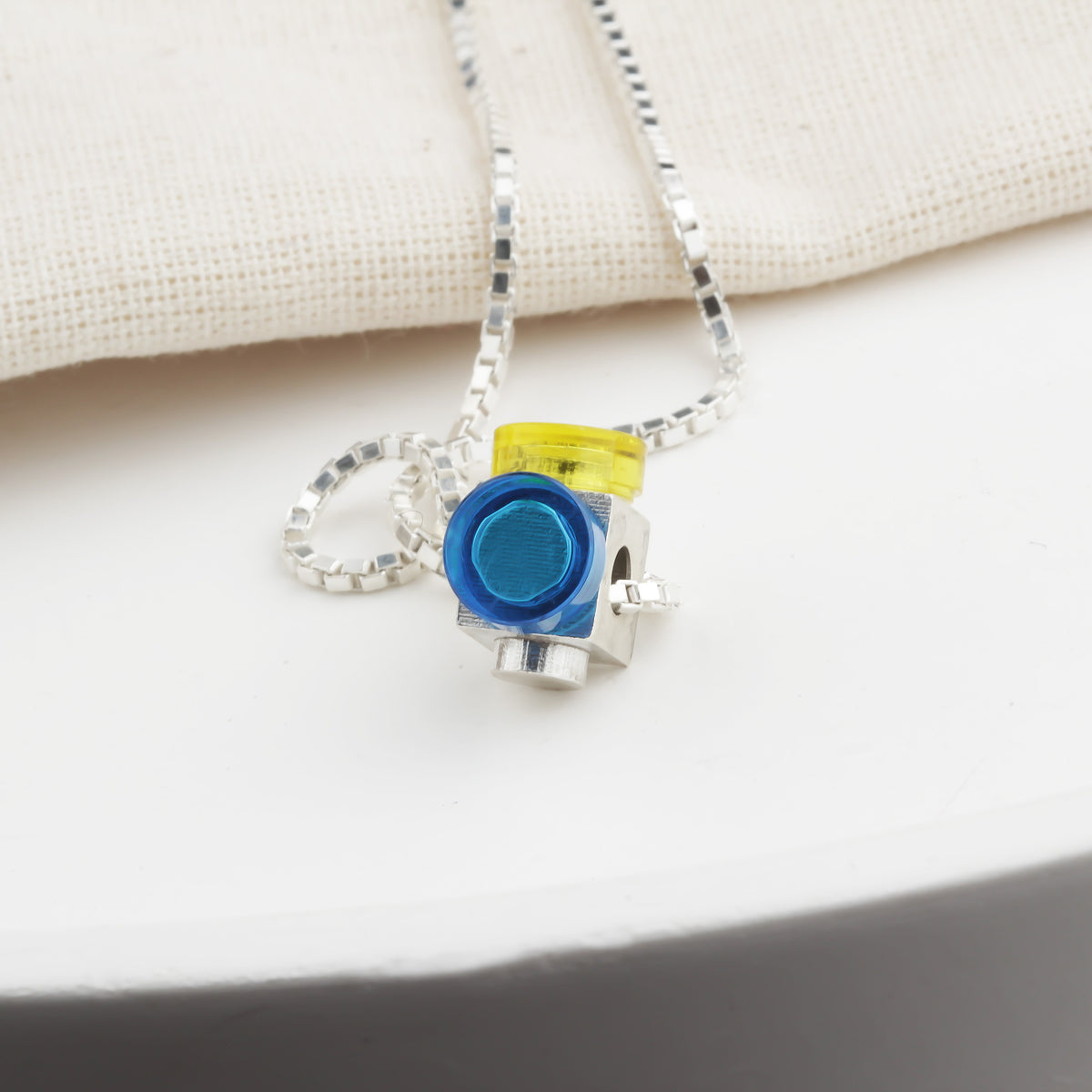 Bricks Jewel Sterling Silver Spinner Brick Charm Necklace - alternate view 4