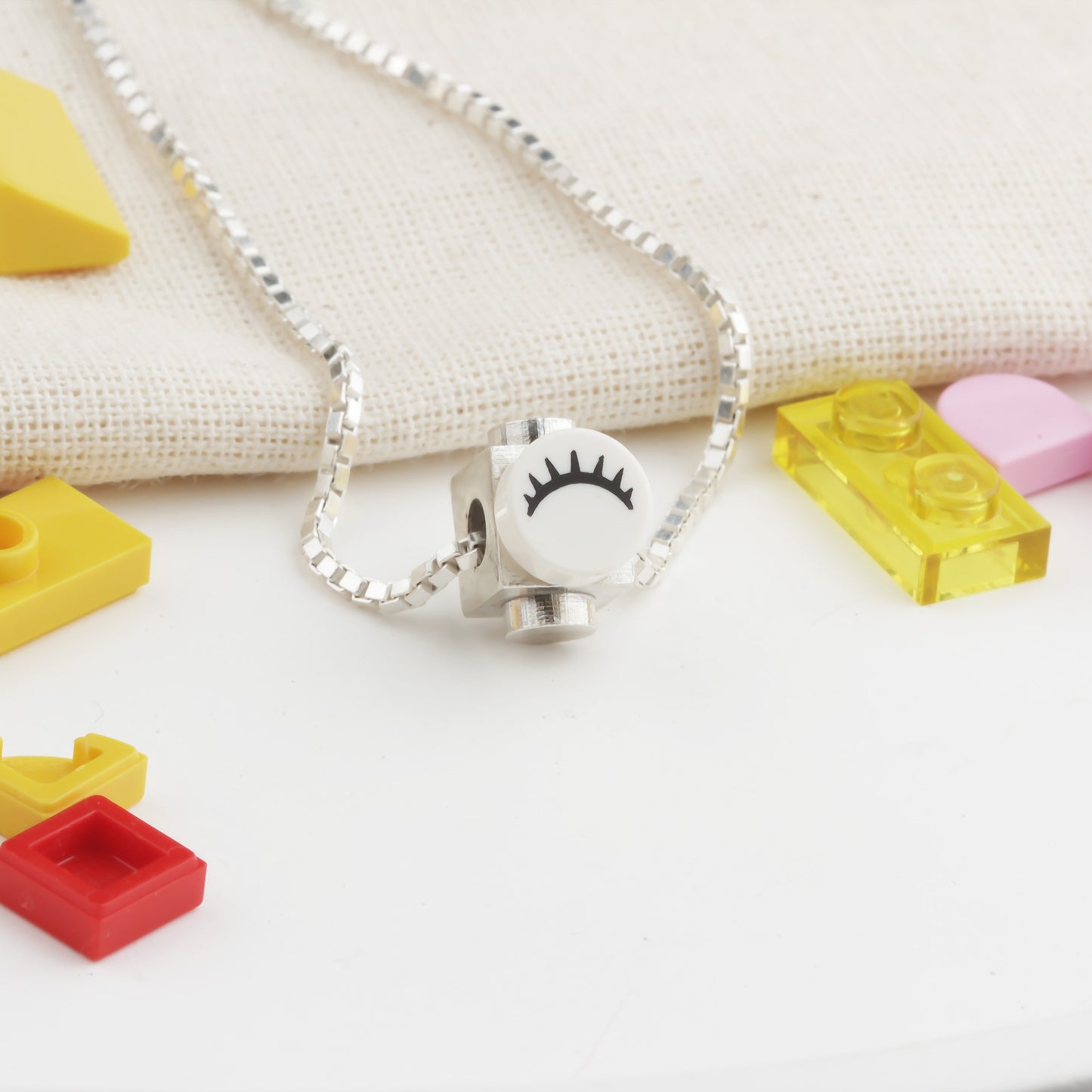 Bricks Jewel Sterling Silver Spinner Brick Charm Necklace - alternate view 5