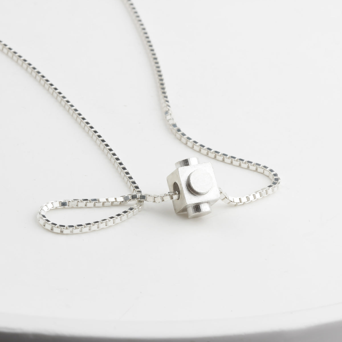 Bricks Jewel Sterling Silver Spinner Brick Charm Necklace