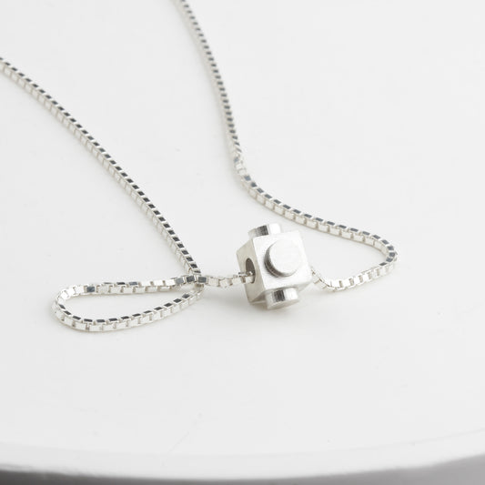 Bricks Jewel Sterling Silver Spinner Brick Charm Necklace