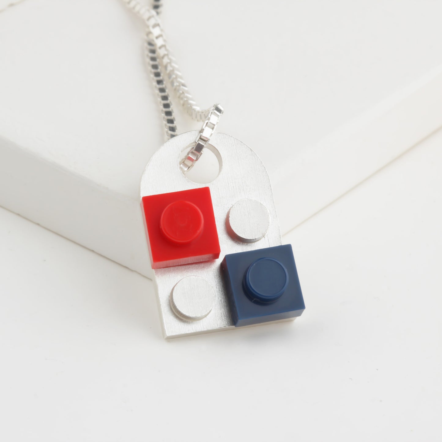 Bricks Jewel Sterling Silver 2x2 Brick Charm Necklace - alternate view 3