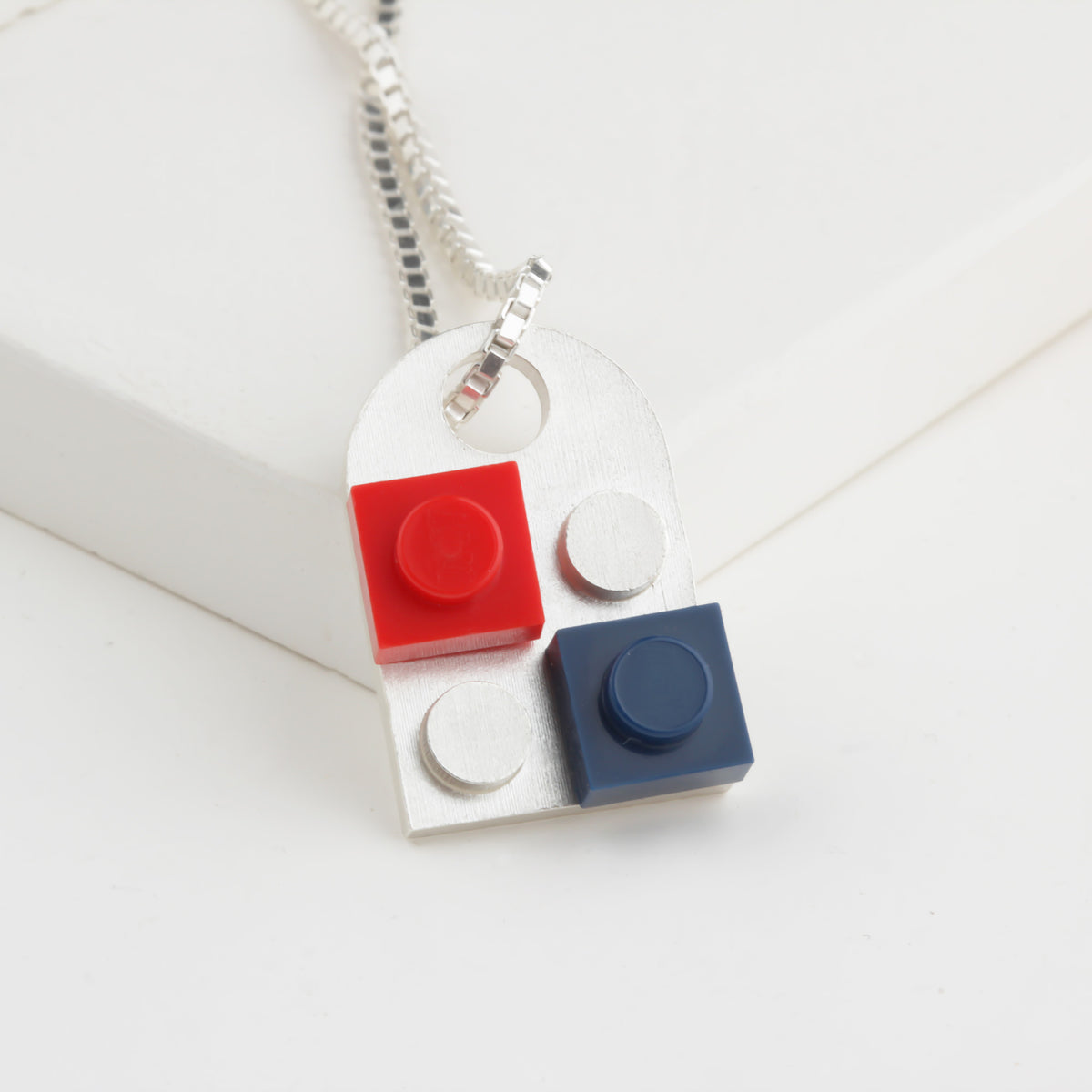 Bricks Jewel Sterling Silver 2x2 Brick Charm Necklace - alternate view 3