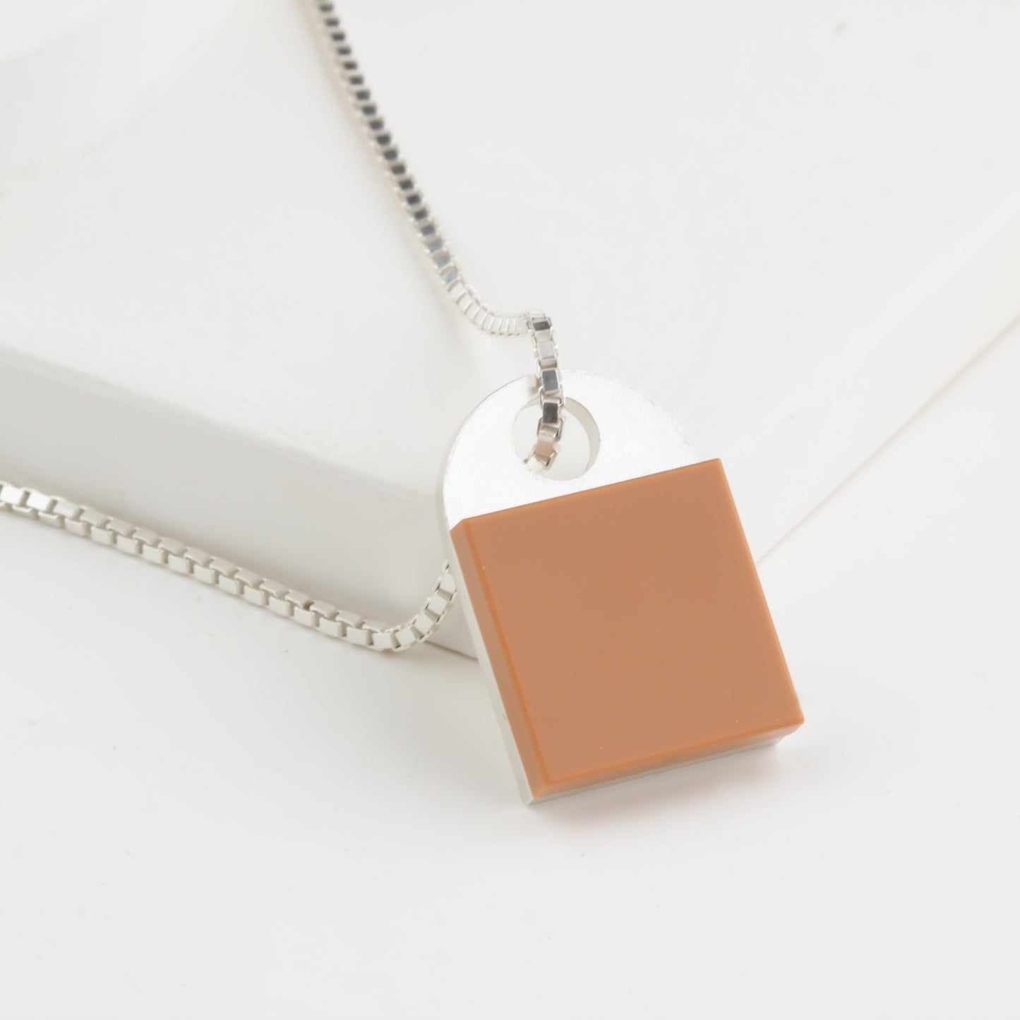 Bricks Jewel Sterling Silver 2x2 Brick Charm Necklace - alternate view 4