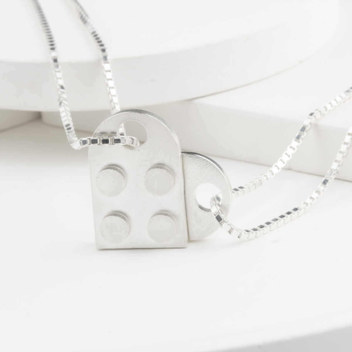 Bricks Jewel Sterling Silver 2x2 Brick Charm Necklace - alternate view 8