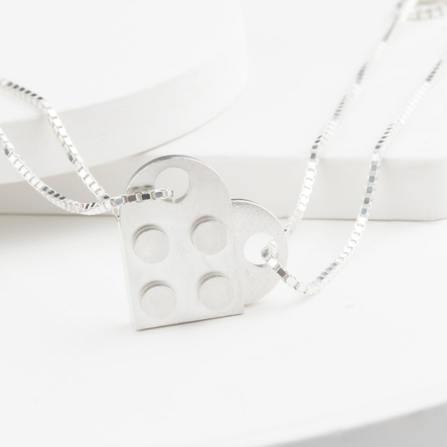 Bricks Jewel Sterling Silver 2x2 Brick Charm Necklace - alternate view 9