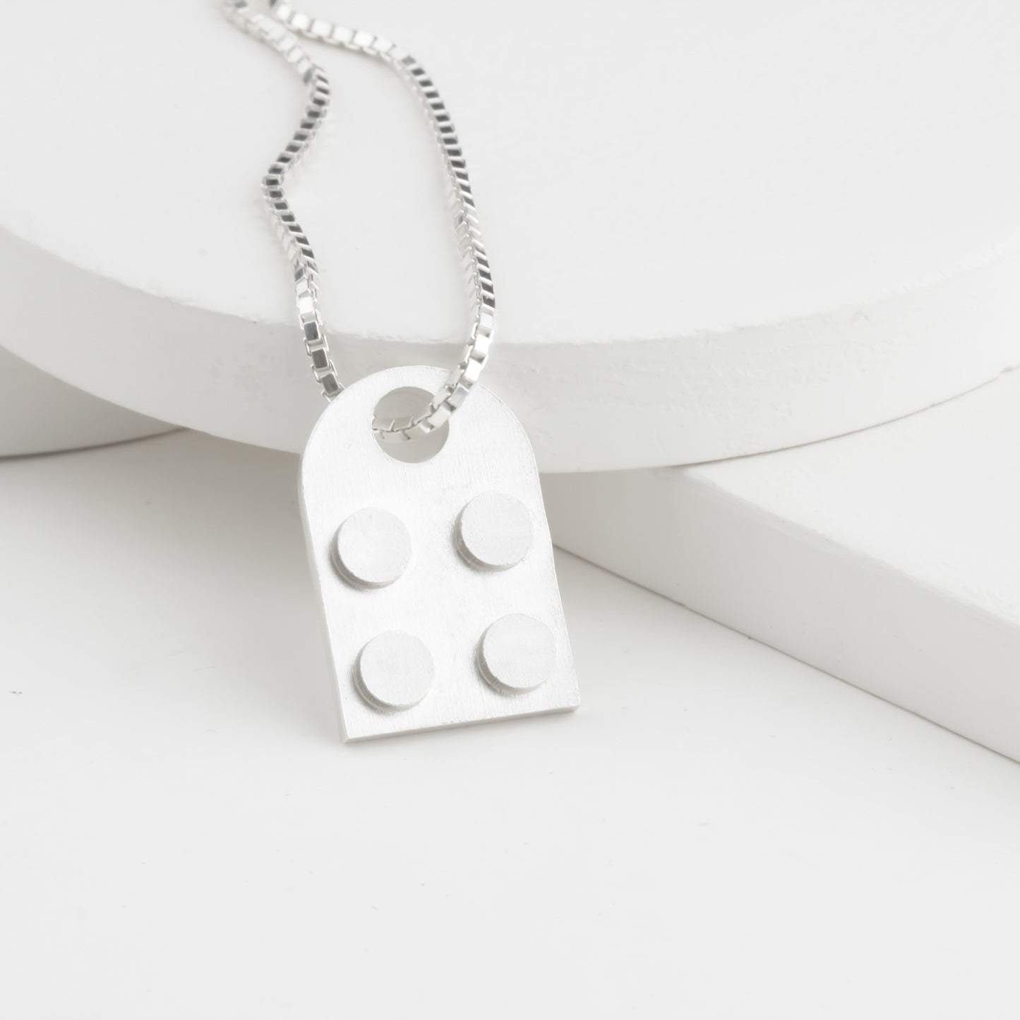 Bricks Jewel Sterling Silver 2x2 Brick Charm Necklace