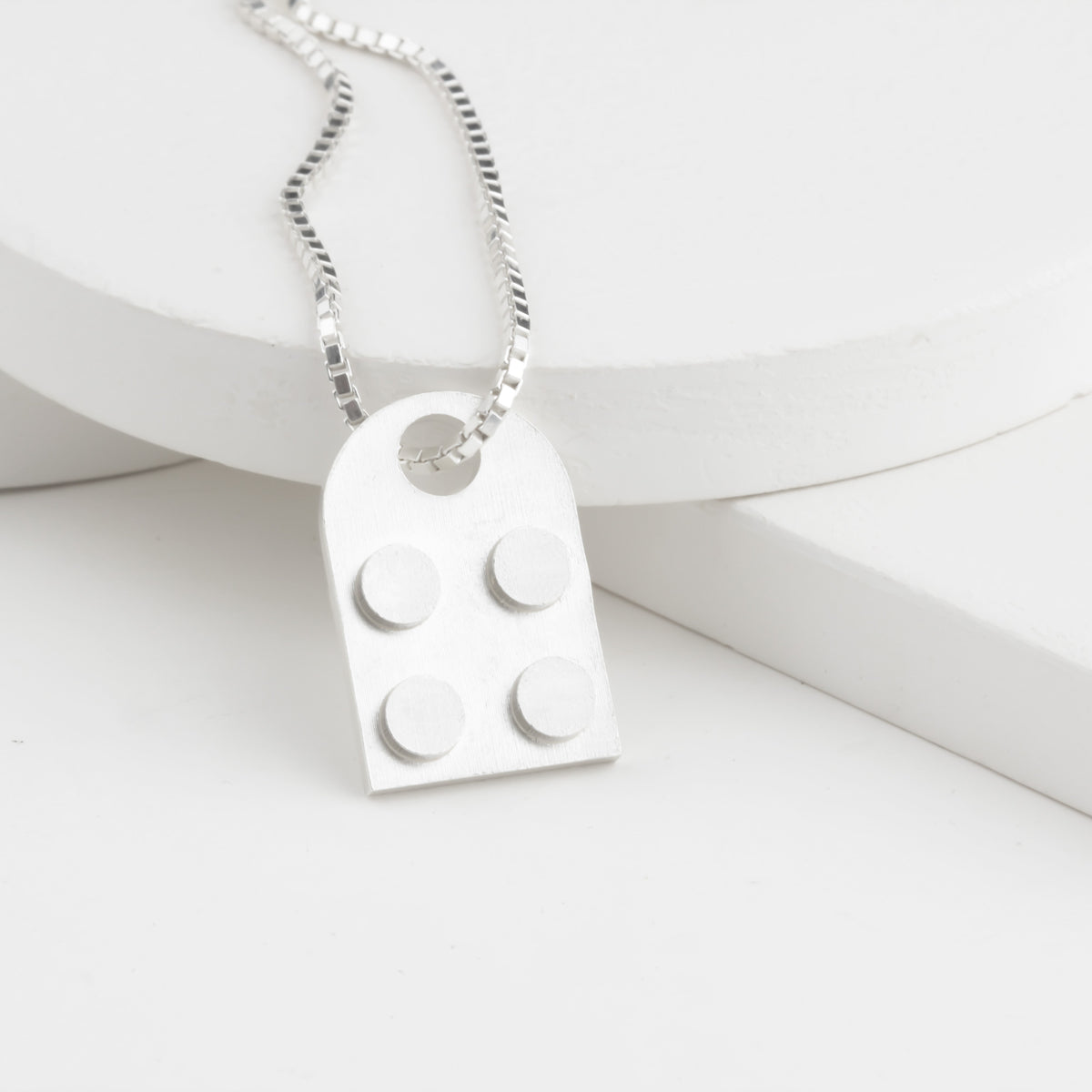 Bricks Jewel Sterling Silver 2x2 Brick Charm Necklace