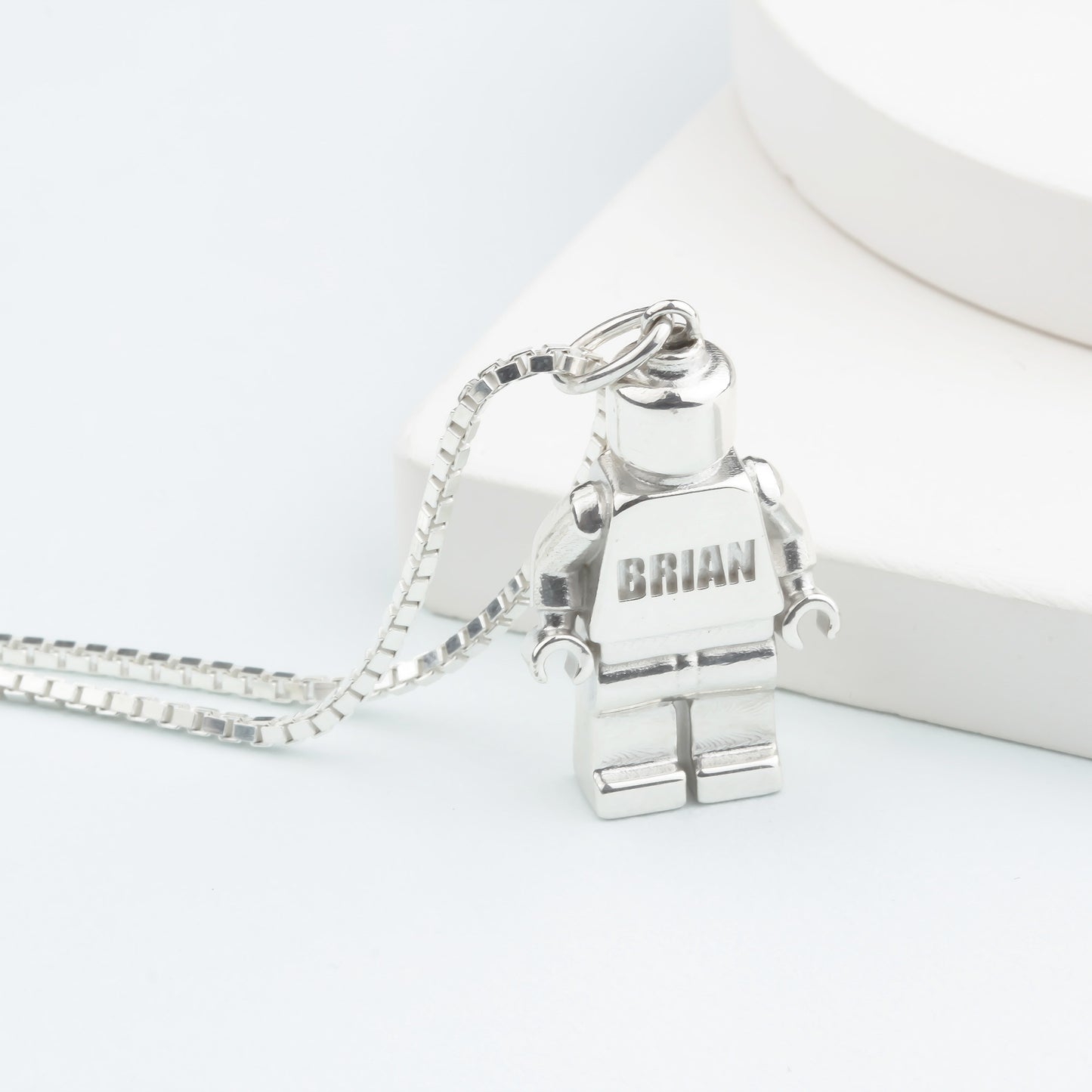 Bricks Jewel Sterling Silver Brick Figure Charm Necklace