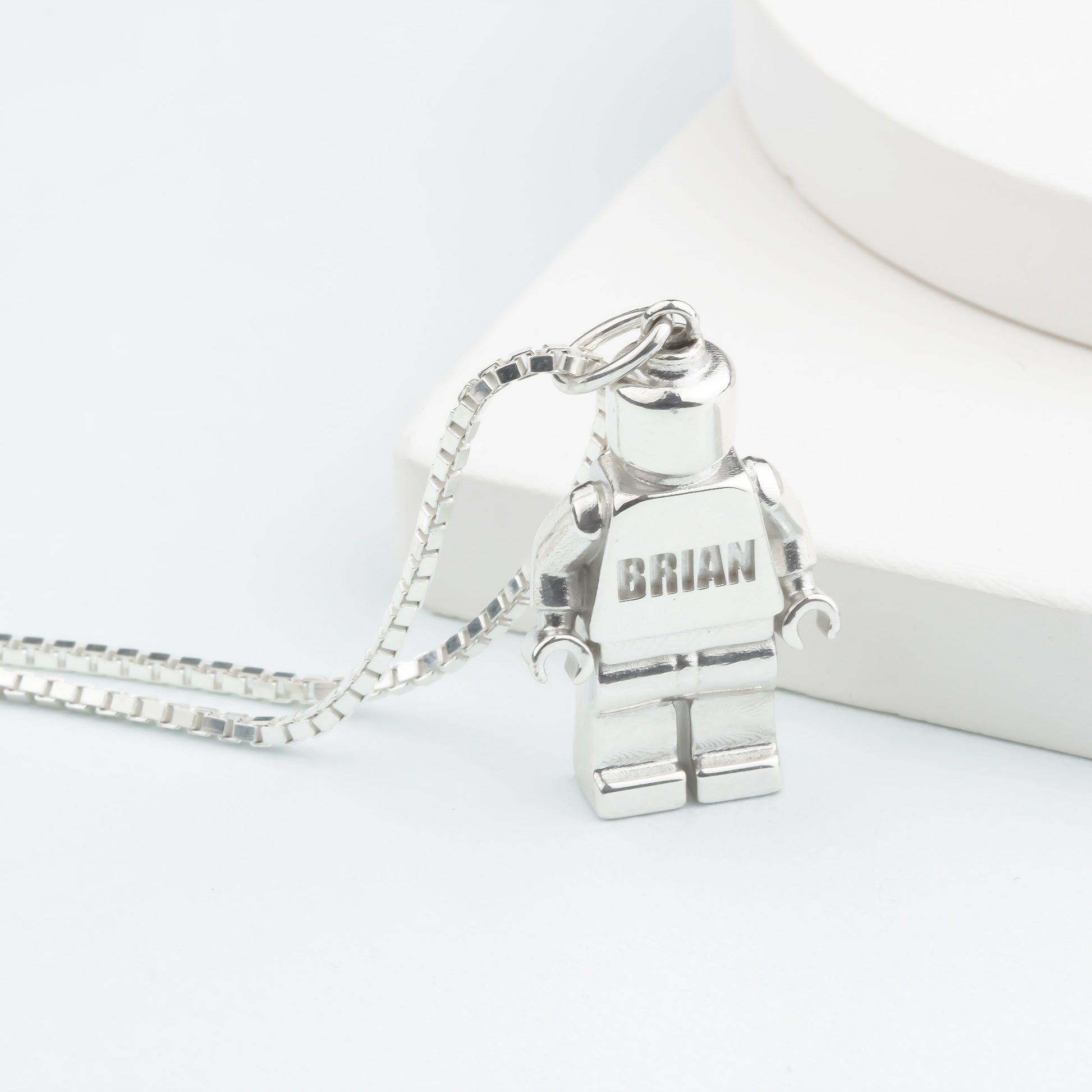 Bricks Jewel Sterling Silver Brick Figure Charm Necklace