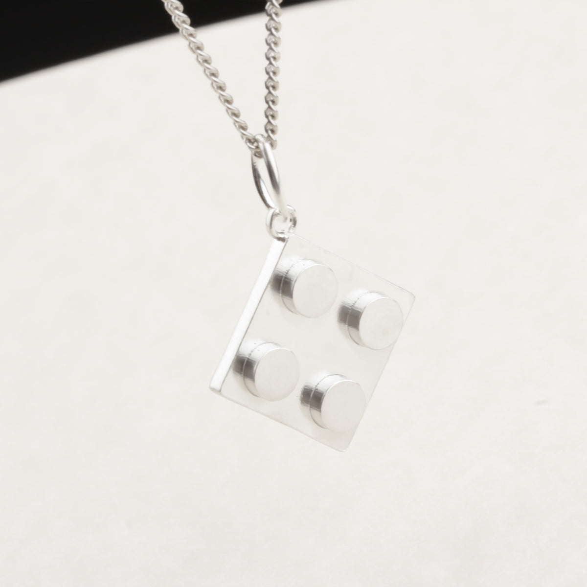 Bricks Jewel Sterling Silver 2x2 Brick Charm Necklace - alternate view 3