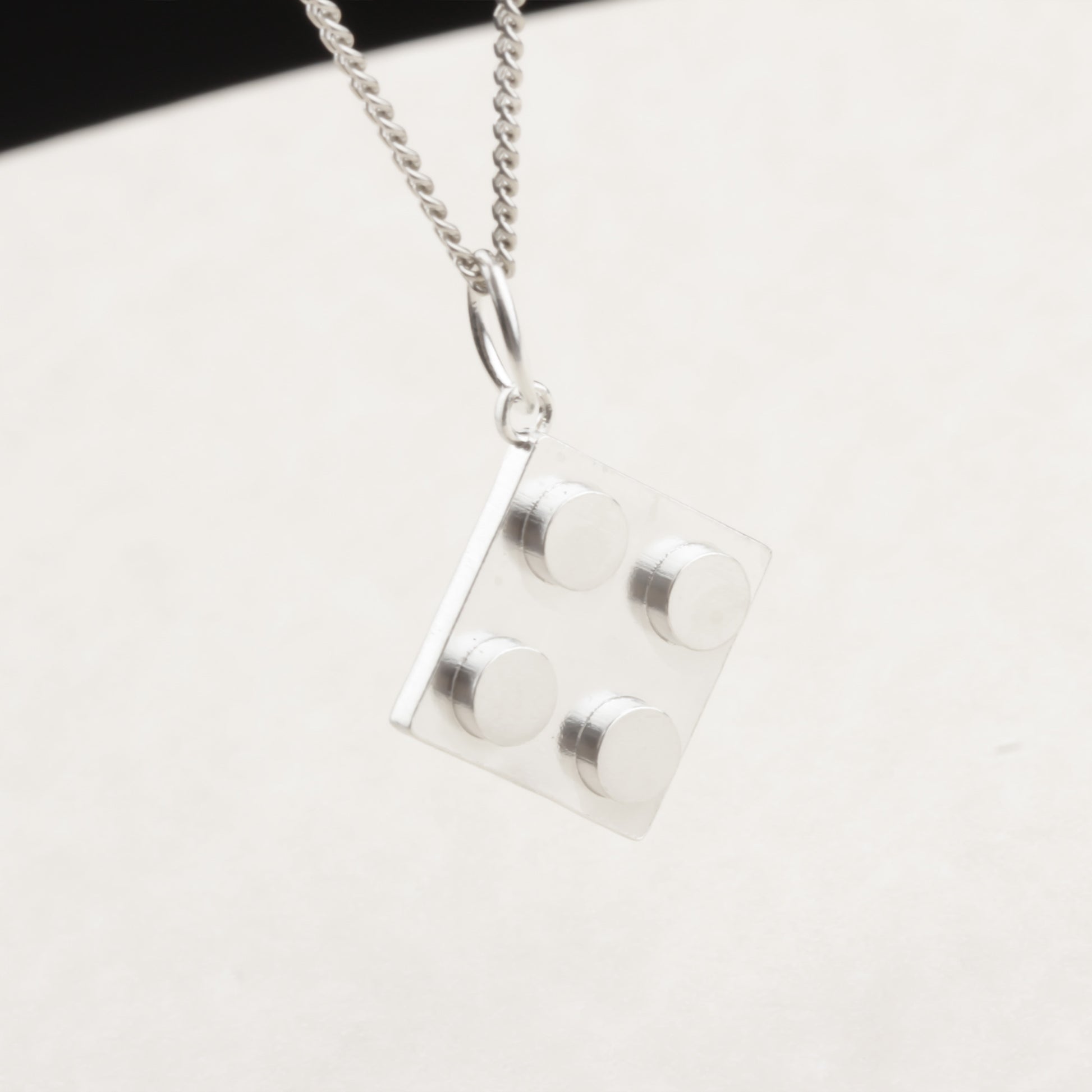 Bricks Jewel Sterling Silver 2x2 Brick Charm Necklace - alternate view 3
