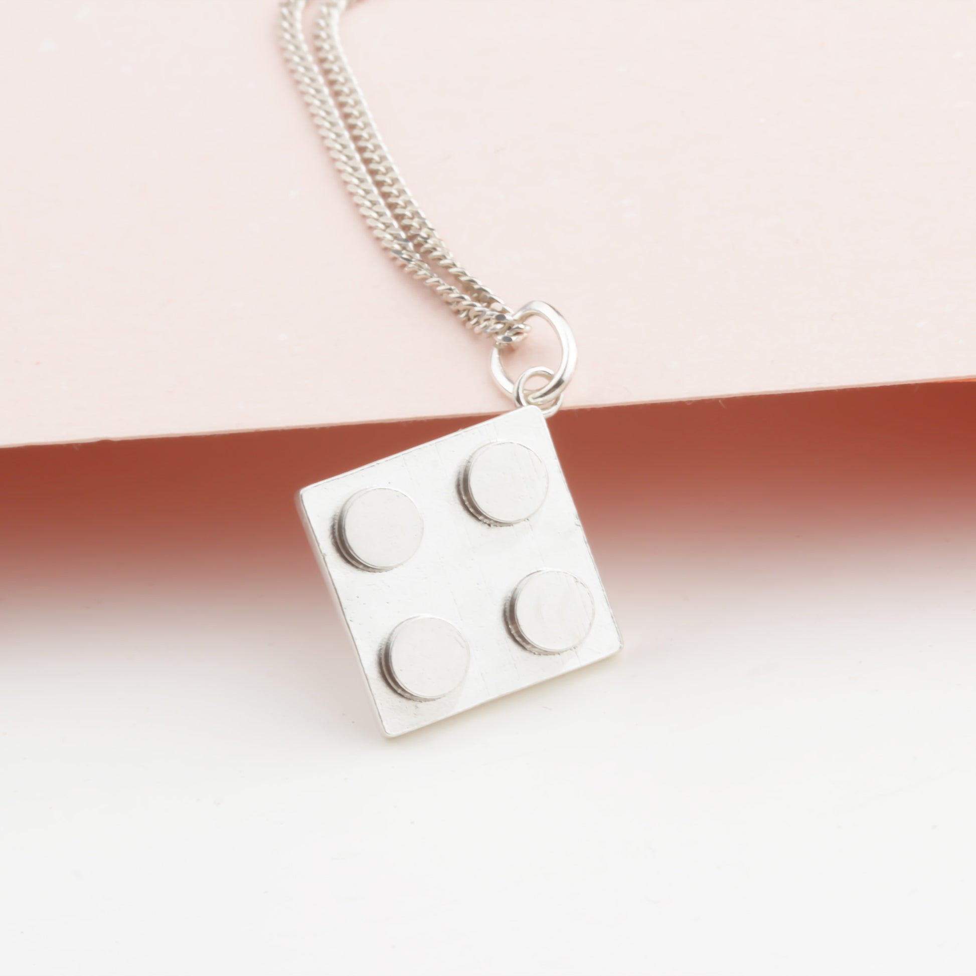 Bricks Jewel Sterling Silver 2x2 Brick Charm Necklace - alternate view 4