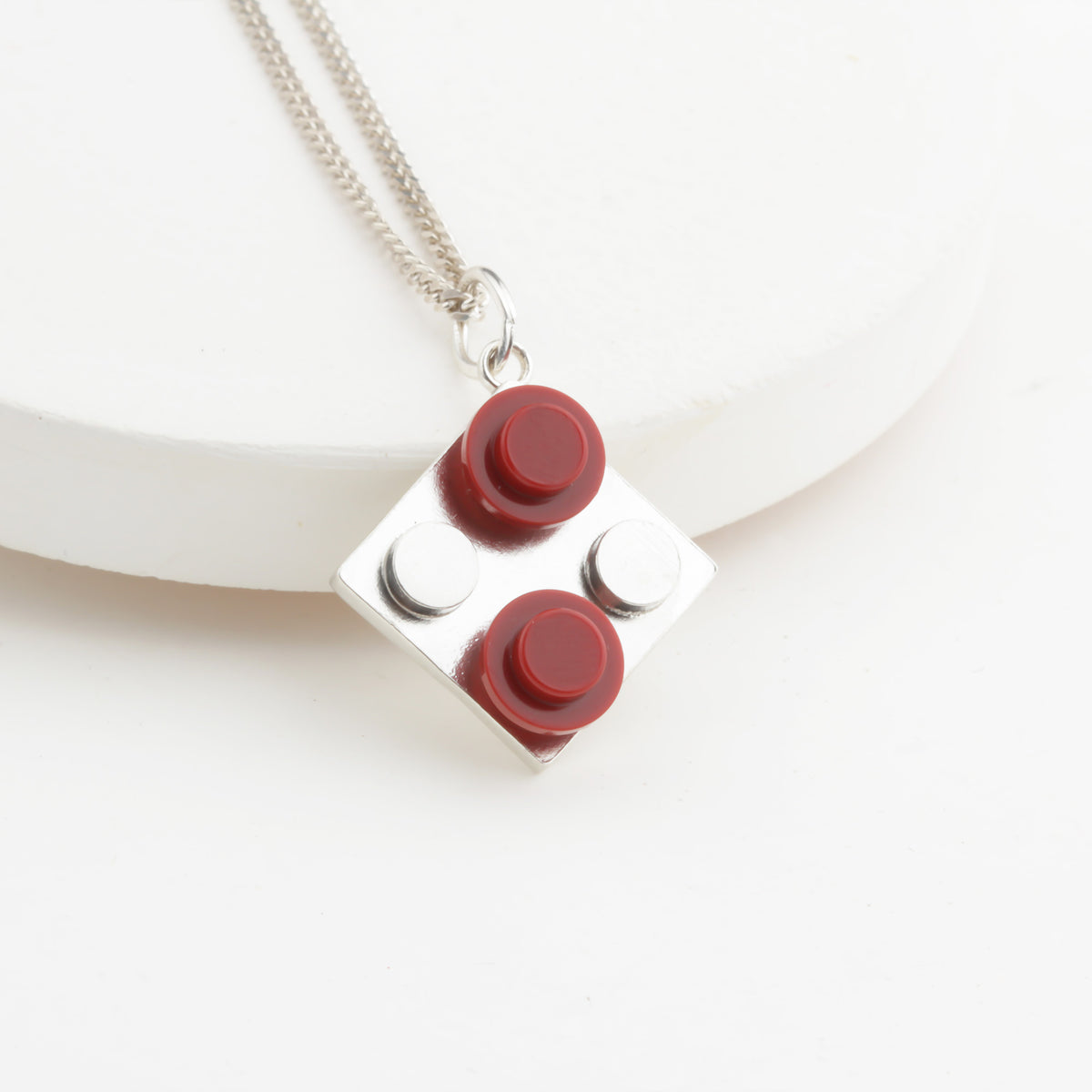Bricks Jewel Sterling Silver 2x2 Brick Charm Necklace - alternate view 5