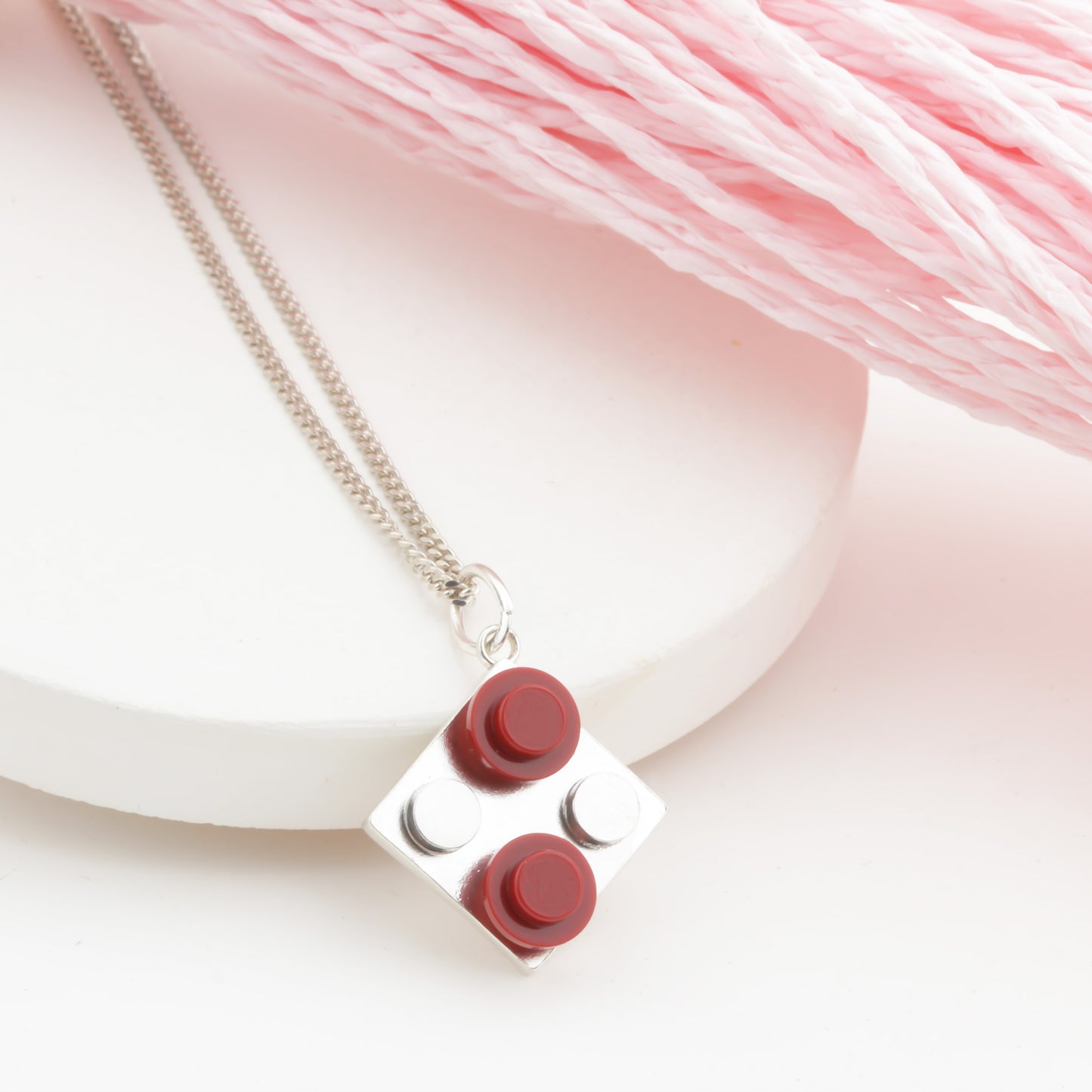 Bricks Jewel Sterling Silver 2x2 Brick Charm Necklace - alternate view 6