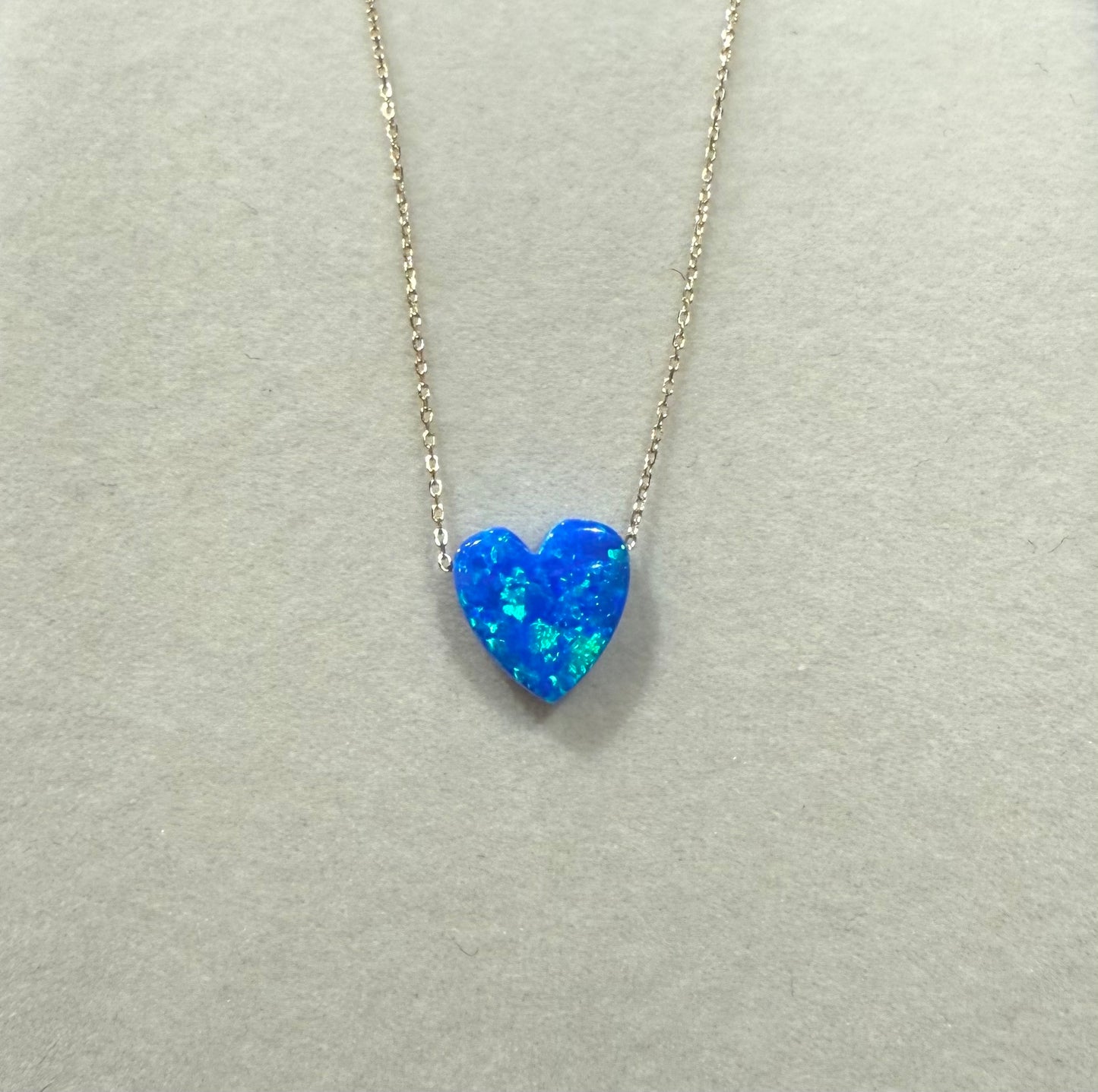 OPAL BLUE HEART NECKLACE