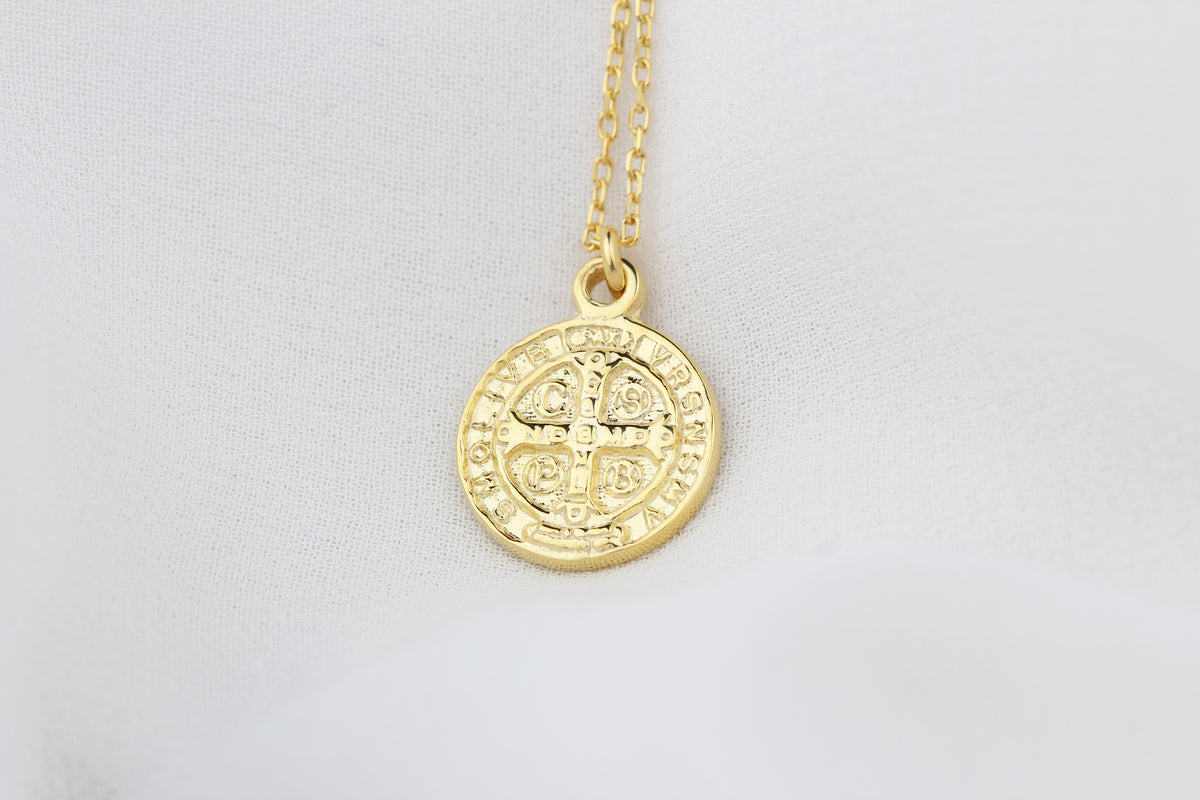 925k Sterling Silver Saint Benedict Medal Necklace - alternate view 2