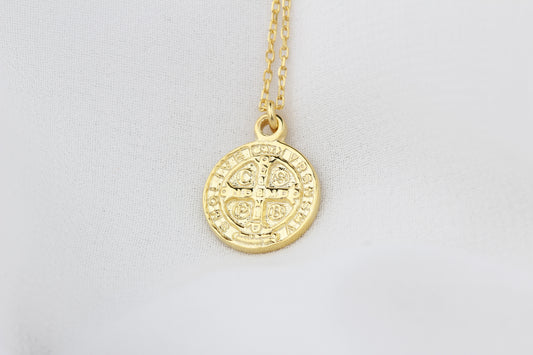 925k Sterling Silver Saint Benedict Medal Necklace - alternate view 2