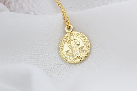 925k Sterling Silver Saint Benedict Medal Necklace